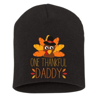 One Thankful Daddy Turkey Thanksgiving Fall  Father Dad Short Acrylic Beanie