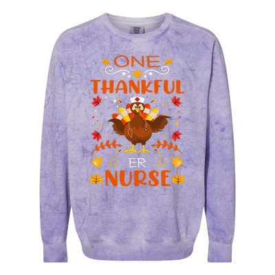 One Thankful Er Nurse Life Thanksgiving Fall Colorblast Crewneck Sweatshirt