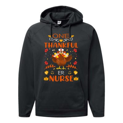 One Thankful Er Nurse Life Thanksgiving Fall Performance Fleece Hoodie