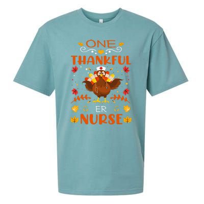 One Thankful Er Nurse Life Thanksgiving Fall Sueded Cloud Jersey T-Shirt