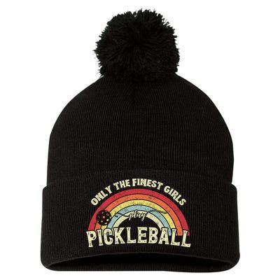 Only The Finest Girls Play Pickleball Vintage Pickleball Pom Pom 12in Knit Beanie