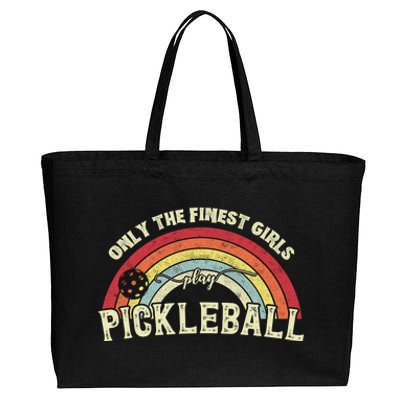 Only The Finest Girls Play Pickleball Vintage Pickleball Cotton Canvas Jumbo Tote