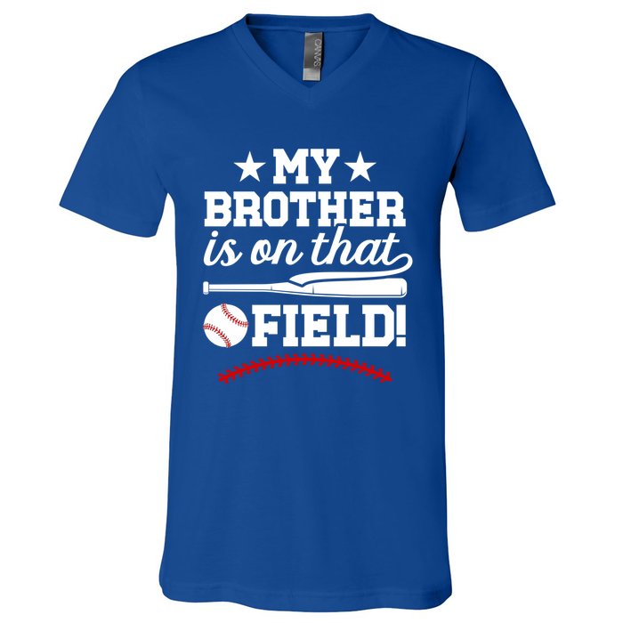 On That Field Baseball Brother Of A Baseball Player Gift V-Neck T-Shirt