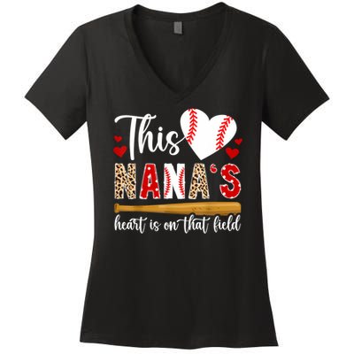 On That Field Baseball Nana Of A Baseball Player Nana Women's V-Neck T-Shirt