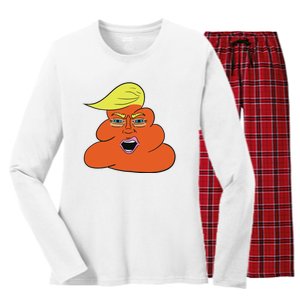 Orange Turd Funny President Trump Funny Political Women's Long Sleeve Flannel Pajama Set 