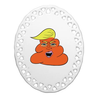 Orange Turd Funny President Trump Funny Political Ceramic Oval Ornament