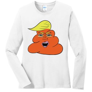 Orange Turd Funny President Trump Funny Political Ladies Long Sleeve Shirt