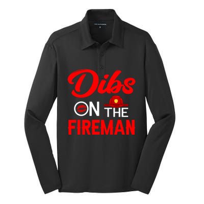 On The Fire Funny Firefighter Firefighting Graphic Gift Silk Touch Performance Long Sleeve Polo