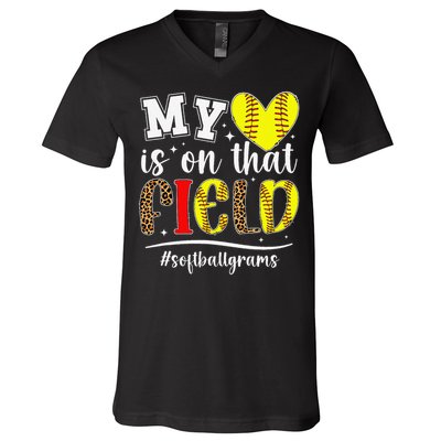 On That Field Softball Grams Of A Softball Player Grams V-Neck T-Shirt