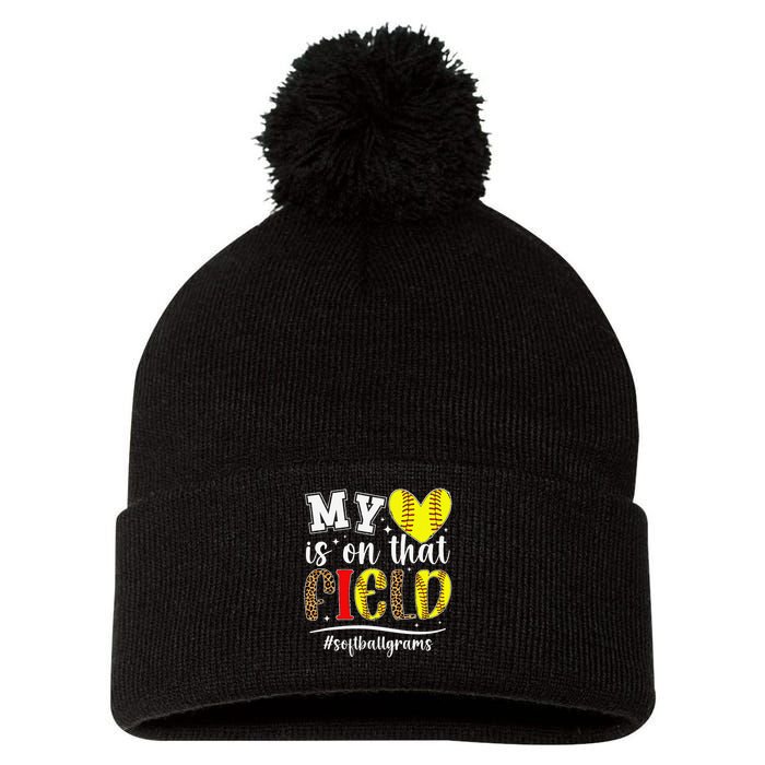 On That Field Softball Grams Of A Softball Player Grams Pom Pom 12in Knit Beanie