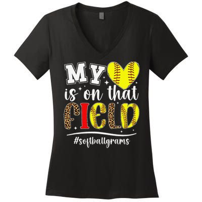 On That Field Softball Grams Of A Softball Player Grams Women's V-Neck T-Shirt