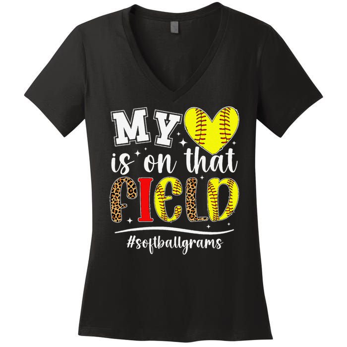 On That Field Softball Grams Of A Softball Player Grams Women's V-Neck T-Shirt