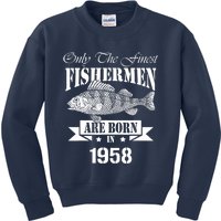 Only The Finest Fisher Are Born In 1958 Fishing Birthday Kids Sweatshirt