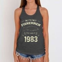 Only The Finest Fisher Were Born In 1983 Funny Fishing Women's Knotted Racerback Tank