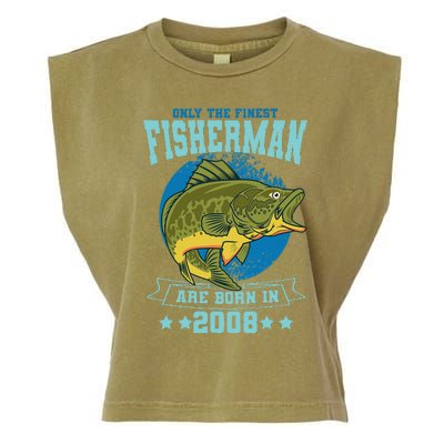 Only The Finest Fishermen Are Born In 2008 Fishing Bday Garment-Dyed Women's Muscle Tee