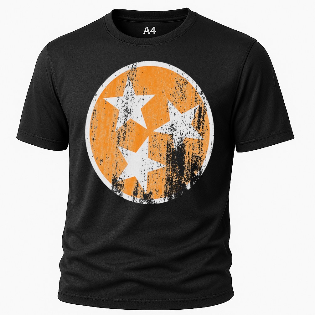 Orange Tennessee Flag Volunr State Tri Stars Tennessee Cooling Performance Crew T-Shirt