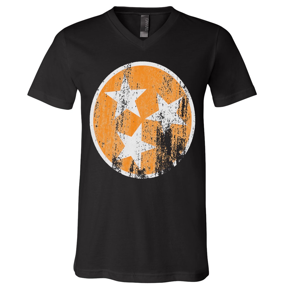 Orange Tennessee Flag Volunr State Tri Stars Tennessee V-Neck T-Shirt