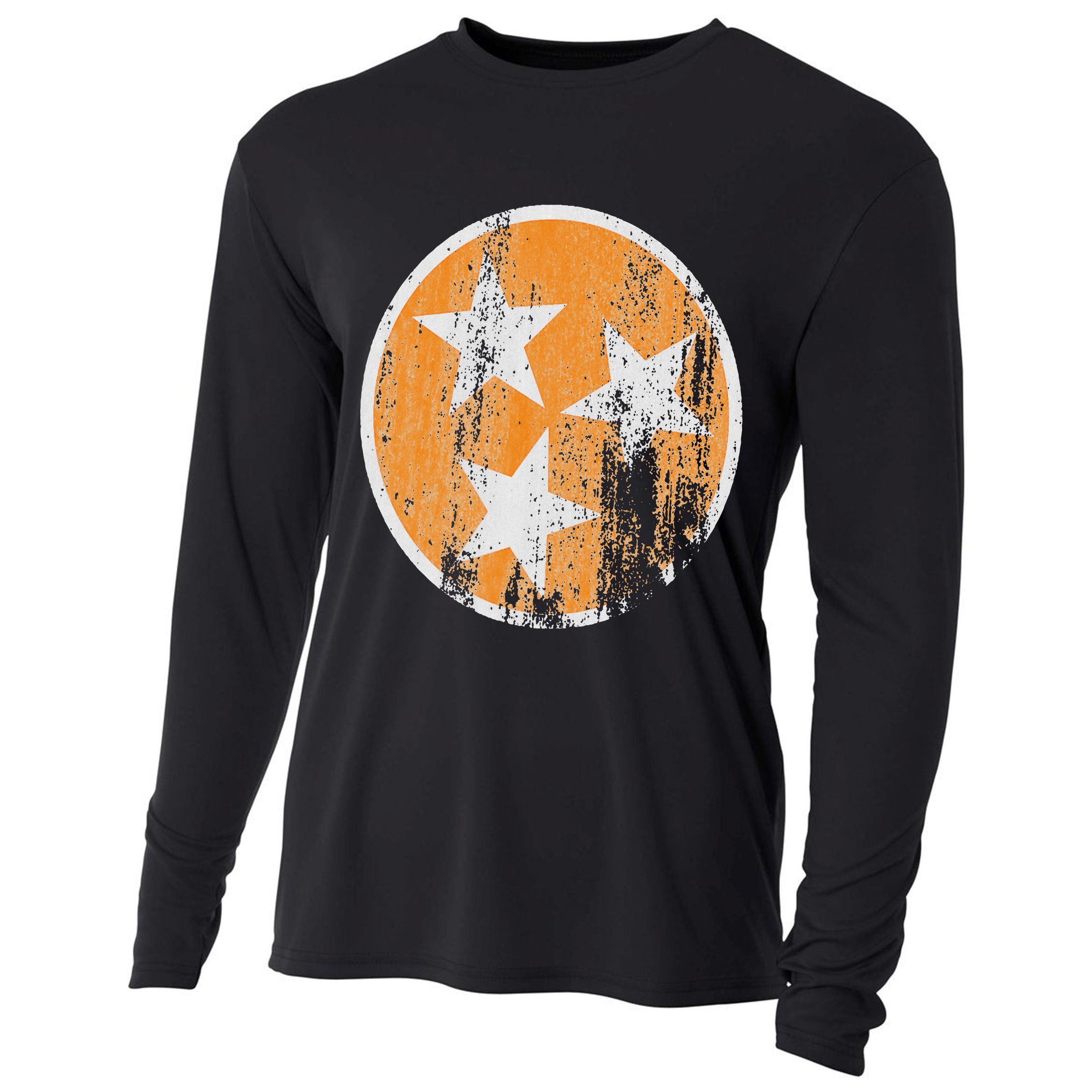 Orange Tennessee Flag Volunr State Tri Stars Tennessee Cooling Performance Long Sleeve Crew