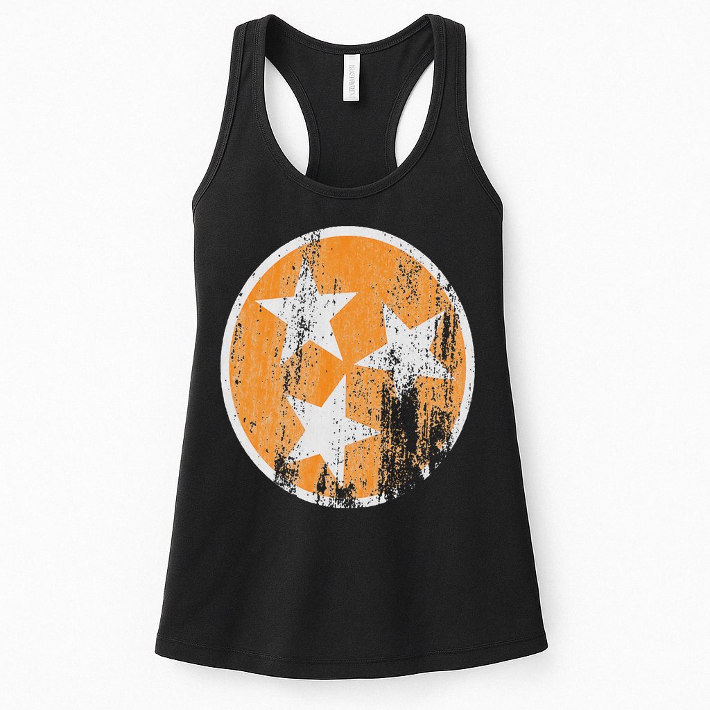 Orange Tennessee Flag Volunr State Tri Stars Tennessee Womens Tank Top