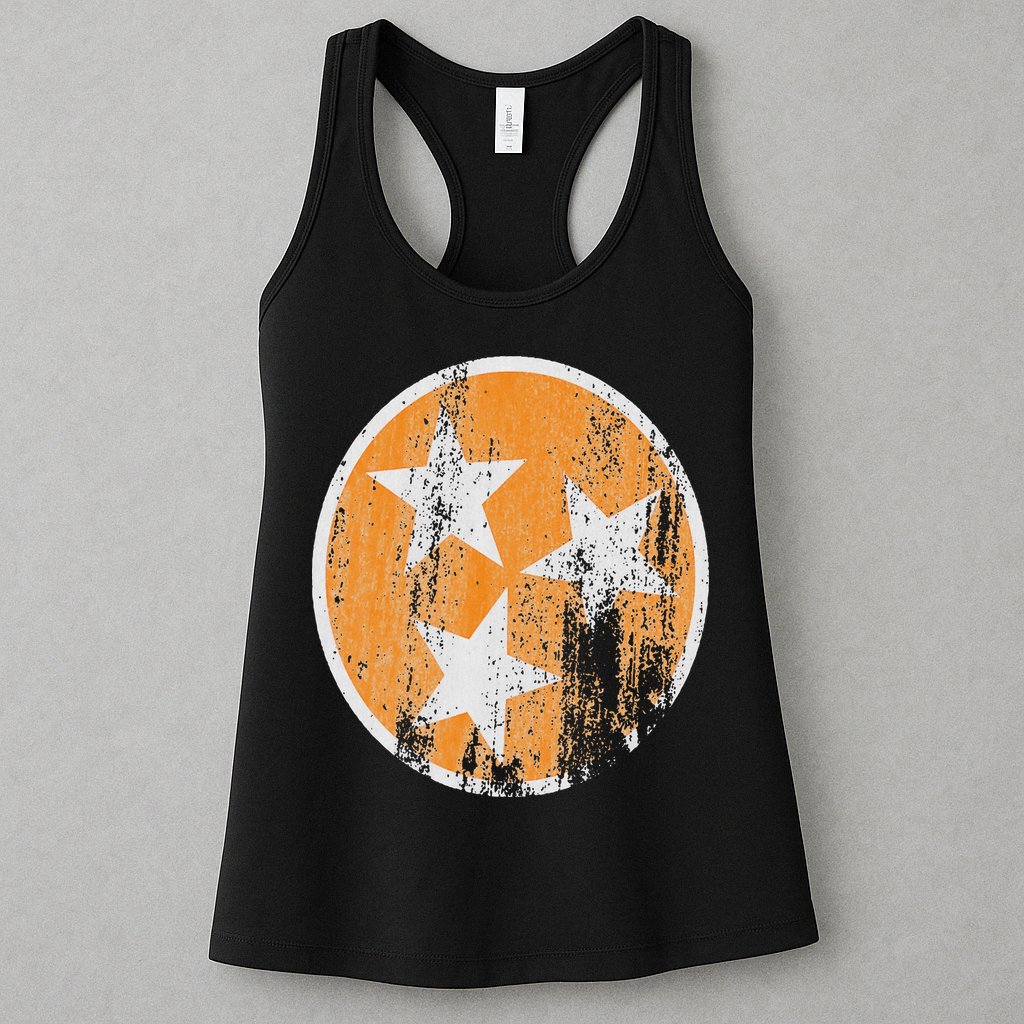 Orange Tennessee Flag Volunr State Tri Stars Tennessee Womens Tank Top