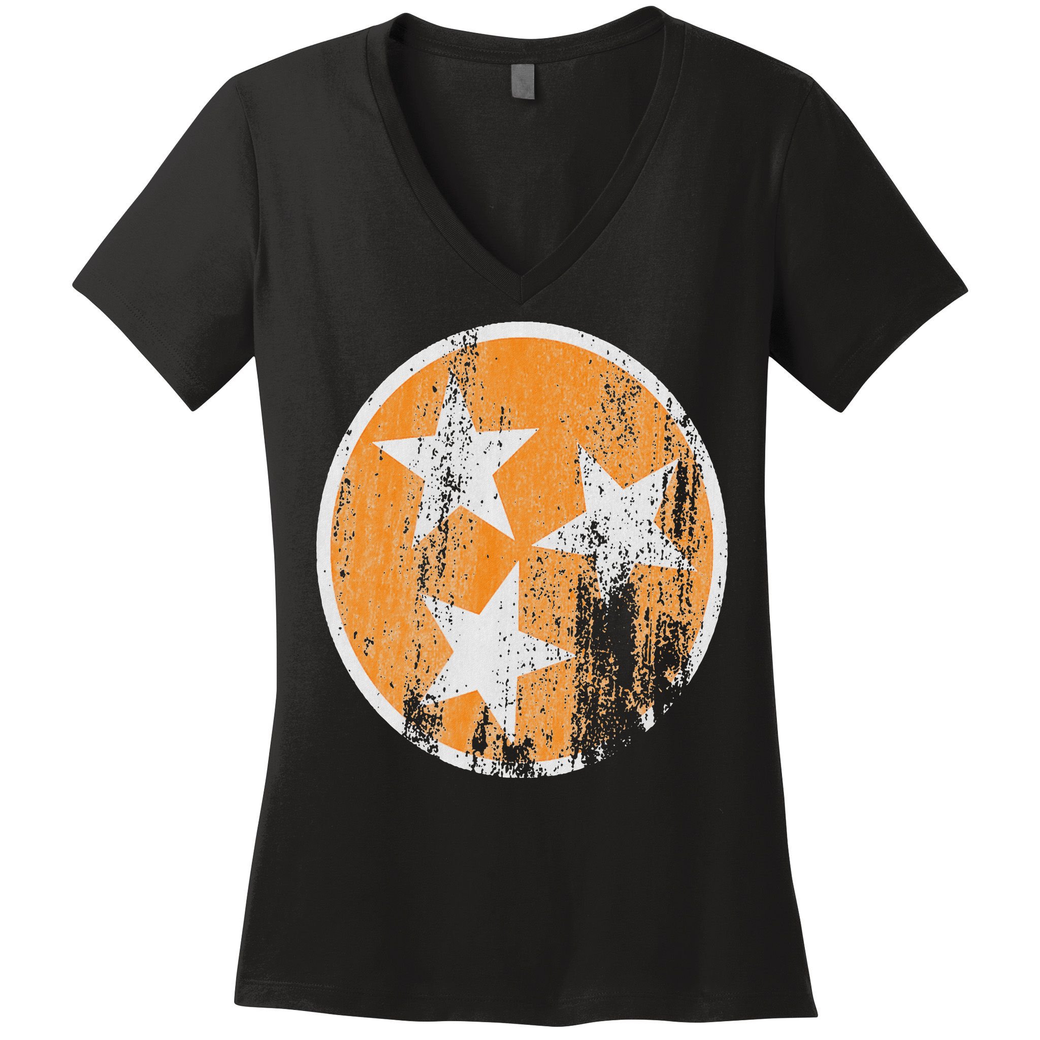 Orange Tennessee Flag Volunr State Tri Stars Tennessee Women's V-Neck T-Shirt