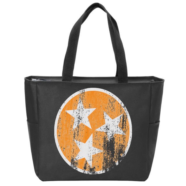 Orange Tennessee Flag Volunr State Tri Stars Tennessee Zip Tote Bag