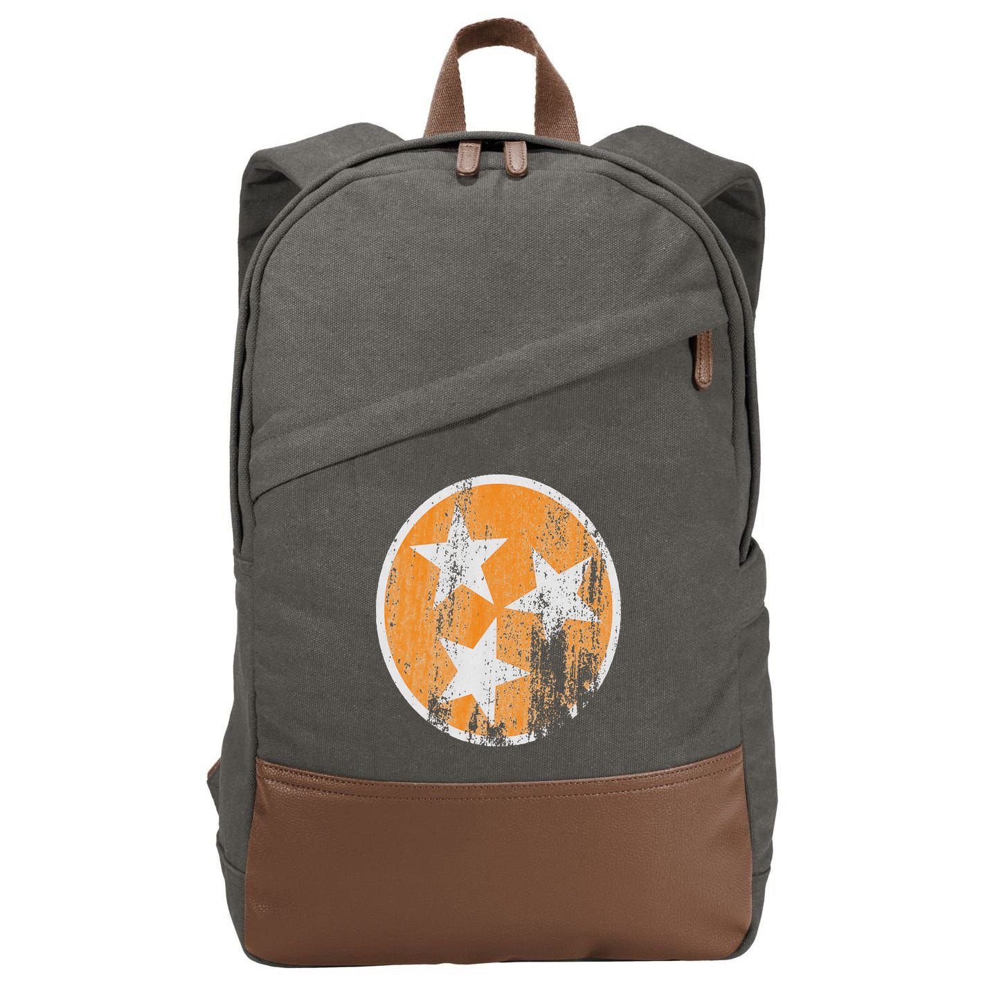 Orange Tennessee Flag Volunr State Tri Stars Tennessee Cotton Canvas Backpack