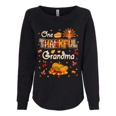 One Thankful Grandma Fall Leaves Autumn Grandma Thanksgiving Gift Womens California Wash Sweatshirt