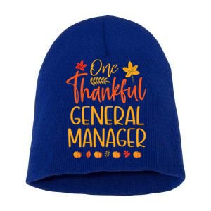 One Thankful General Ager Thanksgiving Fall Matching Great Gift Short Acrylic Beanie