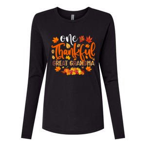 One Thankful Great Grandma Cute Gift Funny Autumn Thanksgiving Gift Womens Cotton Relaxed Long Sleeve T-Shirt