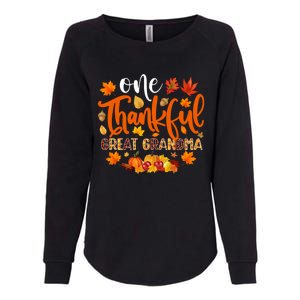 One Thankful Great Grandma Cute Gift Funny Autumn Thanksgiving Gift Womens California Wash Sweatshirt