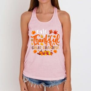 One Thankful Great Grandma Cute Gift Funny Autumn Thanksgiving Gift Women's Knotted Racerback Tank