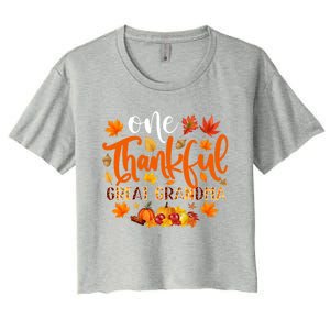 One Thankful Great Grandma Cute Gift Funny Autumn Thanksgiving Gift Women's Crop Top Tee