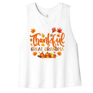 One Thankful Great Grandma Cute Gift Funny Autumn Thanksgiving Gift Women's Racerback Cropped Tank