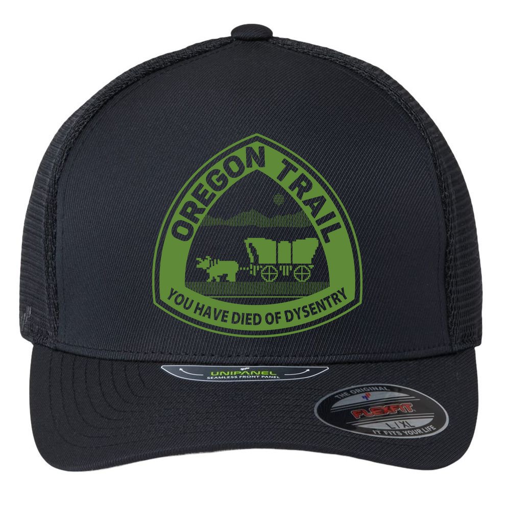 Oregon Trail Green Flexfit Unipanel Trucker Cap