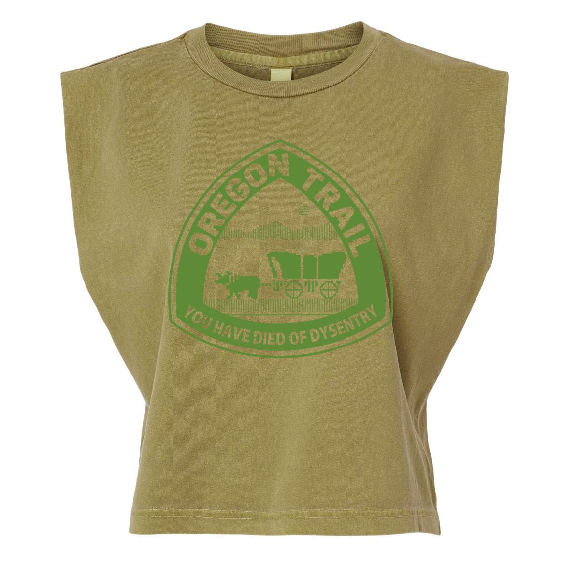 Oregon Trail Green Garment-Dyed Women's Muscle Tee