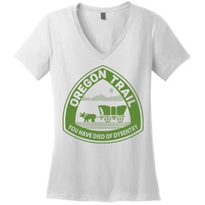 Oregon Trail Green Women's V-Neck T-Shirt