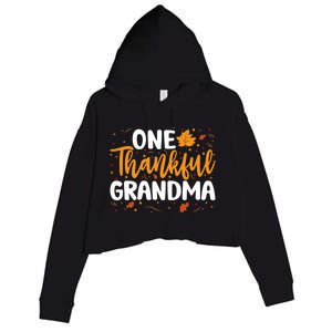 One Thankful Grandma Matching Family Fall Thanksgiving Gift Crop Fleece Hoodie