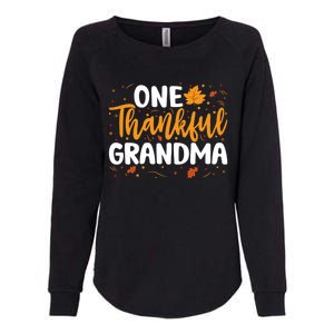 One Thankful Grandma Matching Family Fall Thanksgiving Gift Womens California Wash Sweatshirt