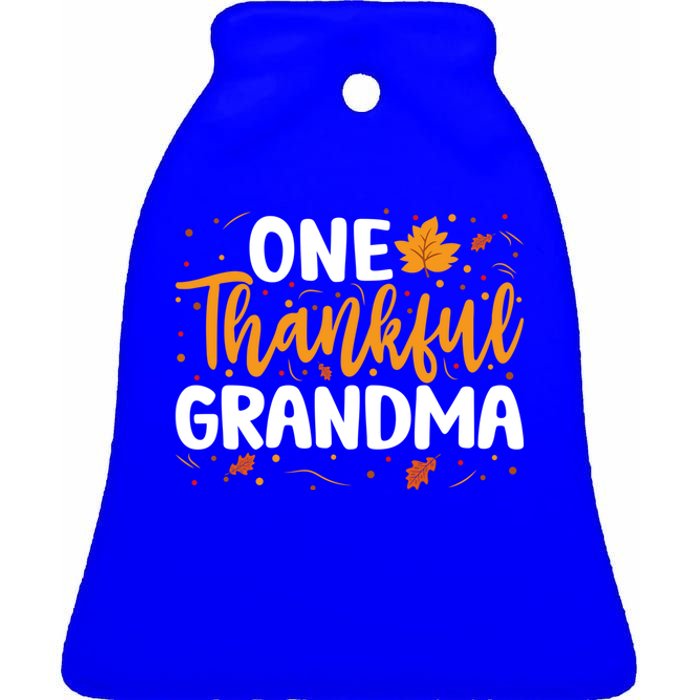 One Thankful Grandma Matching Family Fall Thanksgiving Gift Ceramic Bell Ornament