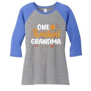 One Thankful Grandma Matching Family Fall Thanksgiving Gift Women's Tri-Blend 3/4-Sleeve Raglan Shirt