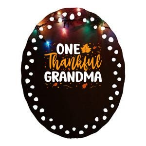 One Thankful Grandma Matching Family Fall Thanksgiving Gift Ceramic Oval Ornament