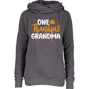 One Thankful Grandma Matching Family Fall Thanksgiving Gift Womens Funnel Neck Pullover Hood