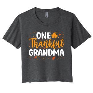 One Thankful Grandma Matching Family Fall Thanksgiving Gift Women's Crop Top Tee