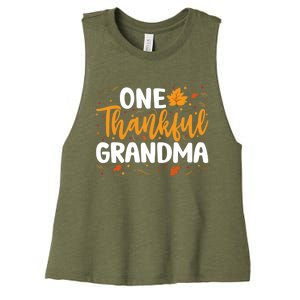 One Thankful Grandma Matching Family Fall Thanksgiving Gift Women's Racerback Cropped Tank