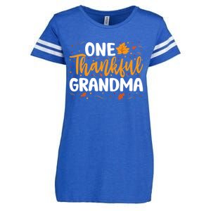 One Thankful Grandma Matching Family Fall Thanksgiving Gift Enza Ladies Jersey Football T-Shirt