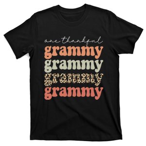 One Thankful Grammy Autumn Tree Fall Leaves Thanksgiving T-Shirt