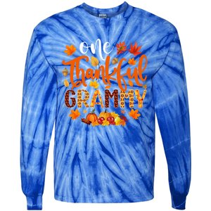 One Thankful Grammy Gift Funny Fall Autumn Thanksgiving Cool Gift Tie-Dye Long Sleeve Shirt