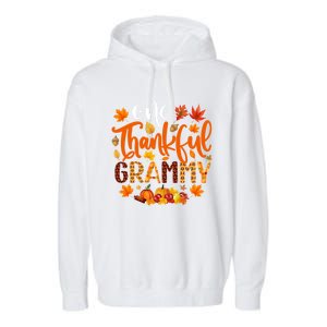 One Thankful Grammy Gift Funny Fall Autumn Thanksgiving Cool Gift Garment-Dyed Fleece Hoodie