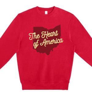 Ohio The Heart Of America State Premium Crewneck Sweatshirt